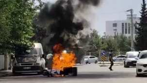 Haliliye'de Motosiklet Alev Aldı
