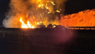 Şanlıurfa'da seyir halindeki tır yandı 