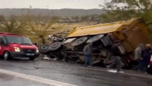 Siverek'te Tır Devrildi, 1 Ölü, 1 Yaralı