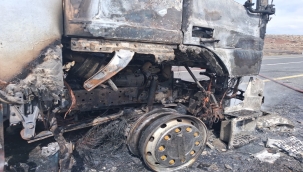 Viranşehir'de Seyir Halindeki Tır Alev Alev Yandı