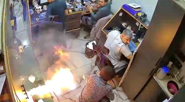 Şanlıurfa'da Telefon Tamir Dükkanında Korku Dolu Anlar