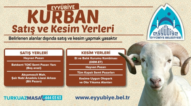 Eyyübiye'de Kurban Satış ve Kesim Yerleri Duyuruldu