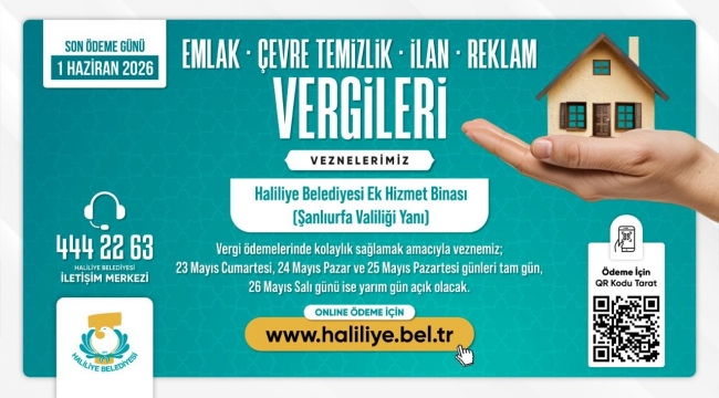 Haliliye Belediyesi'nden Vergi Ödemelerinde Resmi Tatil Düzenlemesi