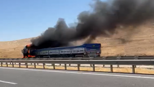 Şanlıurfa'da Korkutan Yangın! Yüklü Tır Kullanılamaz Hale Geldi