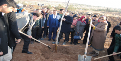 başkan çiftçi, öğrencilerle ağaç dikimini gerçekleştirdi 