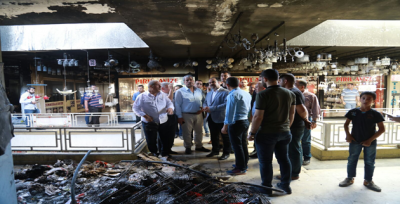 Başkan Çiftçi, Yangın Çıkan Han'ı İnceledi