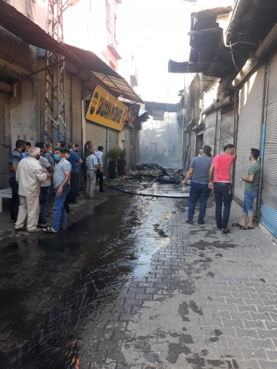 Birecik marangozcular pazarında yangın.