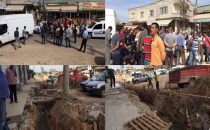 Halfeti'de geç işleyen işler nedeniyle yol trafiğe kapatıldı