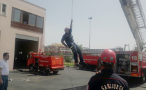 İtfaiyecilerden ortak yüksek açı tatbikat