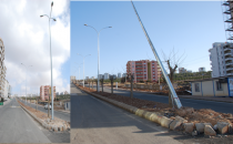 Karaköprü'de yan yatan direk düzeltildi