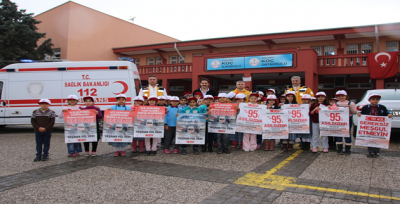 Minik öğrencilerin 112 eğitim projesi devam ediyor.