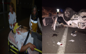 Otomobil şarampole yuvarlandı, 4 yaralı