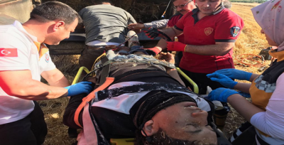 Şanlıurfa'da biçerdöver makinesine düşen işçi yaralandı