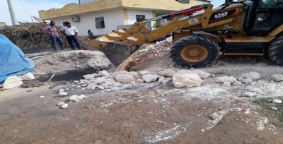 Şanlıurfa'da Evin Önünde Oluşan Obruk Kapatıldı