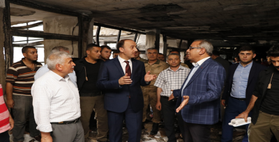 Vali Erin, İşyerleri Yangından Zarar Gören Esnaf İle Görüştü