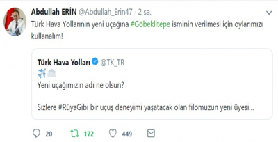 Vali Erin: THY'nin Yeni Uçağının İsmi İçin Oy İstedi