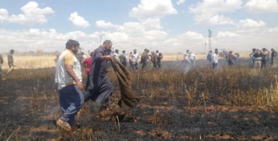 Viranşehir'de köylüler yangın için seferber oldu